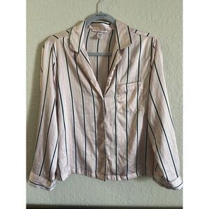 Victoria's Secret Light Pink Striped Button Down Pajama‎ Shirt M